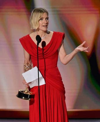 Rhea Seehorn accepts the Outstanding Lead Actress in a Drama Series Award for Pluribus on stage during the 78th annual Primetime Emmy Awards at the Peacock Theater in Los Angeles on Monday, September 14, 2026.  LAP2026091470 JIMxRUYMEN