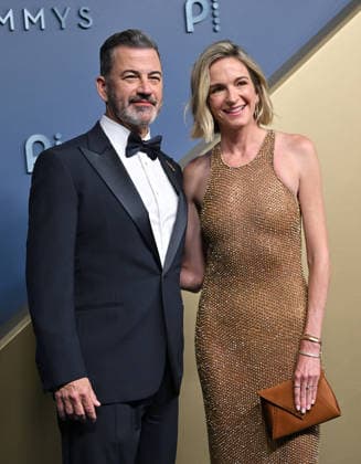 Jimmy Kimmel and Molly McNearney arrive for the 78th annual Primetime Emmy Awards at the Peacock Theater in Los Angeles on Monday, September 14, 2026.  LAP20260914580 CHRISxCHEW