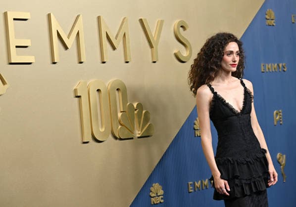 Emmy Rossum arrives for the 78th annual Primetime Emmy Awards at the Peacock Theater in Los Angeles on Monday, September 14, 2026.  LAP20260914602 CHRISxCHEW