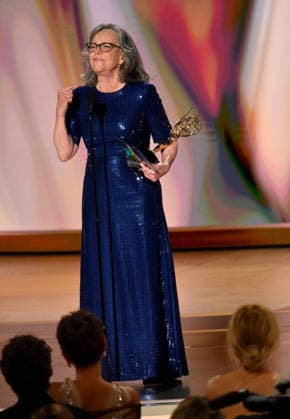 Sally Field accepts the Outstanding Lead Actress in a Limited or Anthology Series or Movie Award for Remarkably Bright Creatures on stage during the 78th annual Primetime Emmy Awards at the Peacock Theater in Los Angeles on Monday, September 14, 2026.  LAP20260914100 JIMxRUYMEN