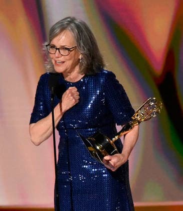 Sally Field accepts the Outstanding Lead Actress in a Limited or Anthology Series or Movie Award for Remarkably Bright Creatures on stage during the 78th annual Primetime Emmy Awards at the Peacock Theater in Los Angeles on Monday, September 14, 2026.  LAP20260914104 JIMxRUYMEN