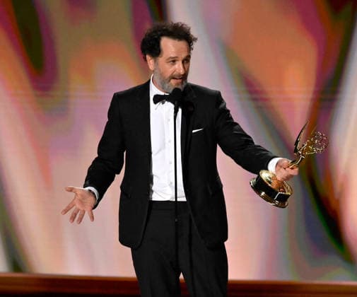 Matthew Rhys accepts the Outstanding Lead Actor in a Comedy Series Award for Widow s Bay on stage during the 78th annual Primetime Emmy Awards at the Peacock Theater in Los Angeles on Monday, September 14, 2026.  LAP20260914108 JIMxRUYMEN