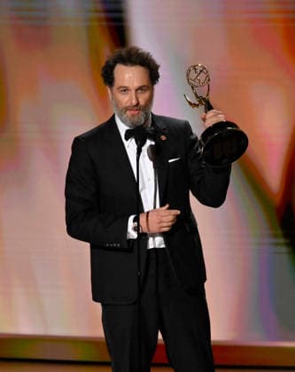 Matthew Rhys accepts the Outstanding Lead Actor in a Comedy Series Award for Widow s Bay on stage during the 78th annual Primetime Emmy Awards at the Peacock Theater in Los Angeles on Monday, September 14, 2026.  LAP20260914109 JIMxRUYMEN