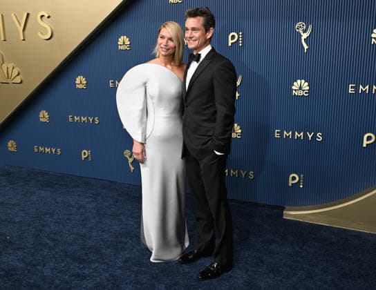 Claire Danes and her husband, actor Hugh Dancy arrives for the 78th annual Primetime Emmy Awards at the Peacock Theater in Los Angeles on Monday, September 14, 2026.  LAP2026091401a JohnxMcCoy