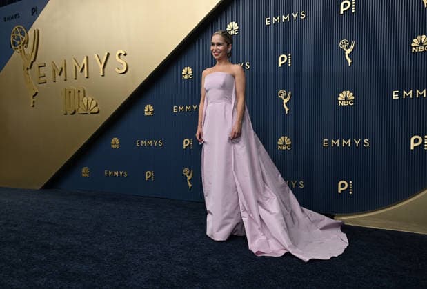 Emilia Clark arrives for the 78th annual Primetime Emmy Awards at the Peacock Theater in Los Angeles on Monday, September 14, 2026.  LAP2026091404a JohnxMcCoy