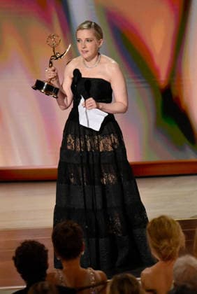 Katie Dippold accepts the Outstanding Writing for a Comedy Series Award for Widow s Bay on stage during the 78th annual Primetime Emmy Awards at the Peacock Theater in Los Angeles on Monday, September 14, 2026.  LAP20260914118 JIMxRUYMEN
