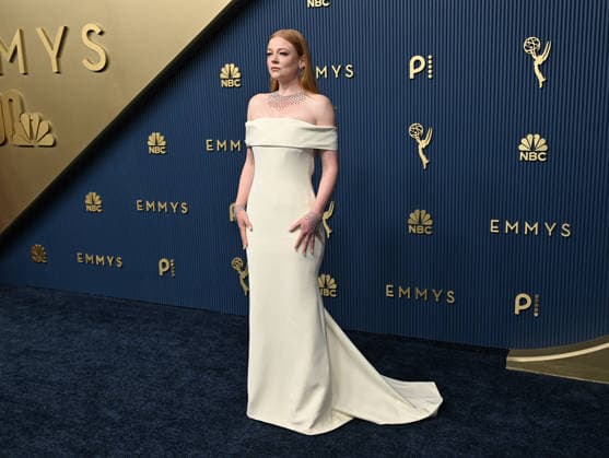 Sarah Snook arrives for the 78th annual Primetime Emmy Awards at the Peacock Theater in Los Angeles on Monday, September 14, 2026.  LAP2026091405a JohnxMcCoy