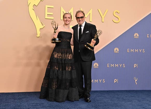 78th Primetime Emmy Awards - Press Room Katie Dippold and Stephen Root in the press room at the 78th Primetime Emmy Awards held at the Peacock Theater on September 14, 2026 in Los Angeles, California. Los Angeles Peacock Theater California USA Copyright: xTammiexArroyo AFF-USA.comx