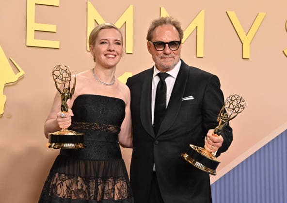 78th Primetime Emmy Awards - Press Room Katie Dippold and Stephen Root in the press room at the 78th Primetime Emmy Awards held at the Peacock Theater on September 14, 2026 in Los Angeles, California. Los Angeles Peacock Theater California USA Copyright: xTammiexArroyo AFF-USA.comx