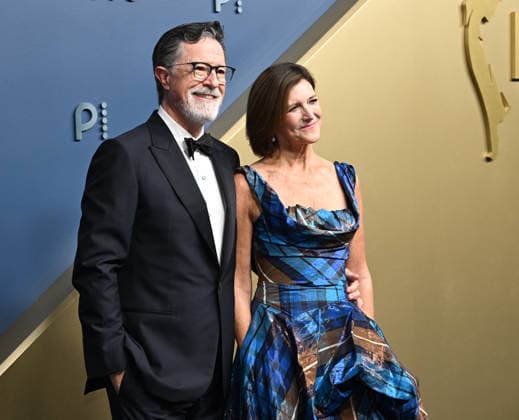 Stephen Colbert and his wife, Evelyn Evie McGee-Colbert arrive for the 78th annual Primetime Emmy Awards at the Peacock Theater in Los Angeles on Monday, September 14, 2026.  LAP20260914016 JohnxMcCoy