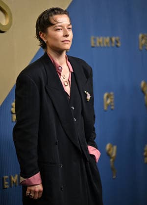 Emma D Arcy arrives for the 78th annual Primetime Emmy Awards at the Peacock Theater in Los Angeles on Monday, September 14, 2026.  LAP20260914642 CHRISxCHEW