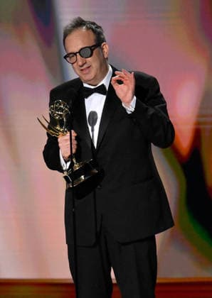 Saul Metzstein accepts the Outstanding Directing for a Drama Series Award for Slow Horses on stage during the 78th annual Primetime Emmy Awards at the Peacock Theater in Los Angeles on Monday, September 14, 2026.  LAP20260914158 JIMxRUYMEN
