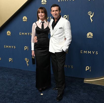 Julianne Nicholson and Jonathan Cake arrive for the 78th annual Primetime Emmy Awards at the Peacock Theater in Los Angeles on Monday, September 14, 2026.  LAP20260914032 JohnxMcCoy
