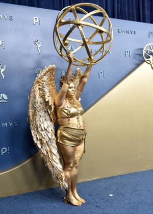 Megan Stalter arrives for the 78th annual Primetime Emmy Awards at the Peacock Theater in Los Angeles on Monday, September 14, 2026.  LAP20260914655 CHRISxCHEW
