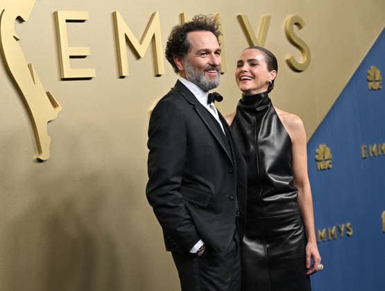Matthew Rhys and Keri Russell arrive for the 78th annual Primetime Emmy Awards at the Peacock Theater in Los Angeles on Monday, September 14, 2026.  LAP20260914659 CHRISxCHEW