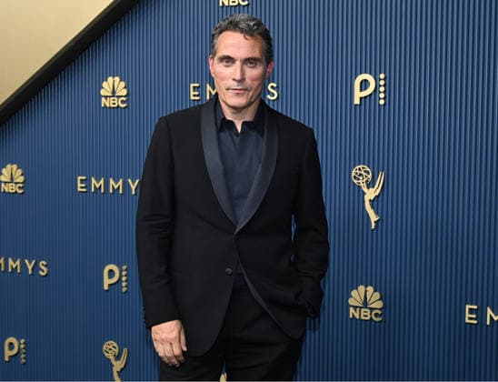 Rufus Sewell arrives for the 78th annual Primetime Emmy Awards at the Peacock Theater in Los Angeles on Monday, September 14, 2026.  LAP20260914034 JohnxMcCoy