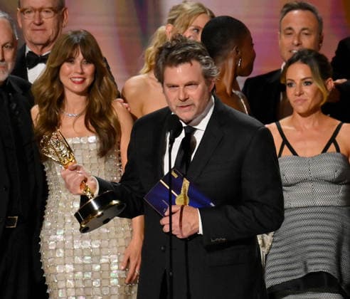 Steven Conrad accepts the Outstanding Limited or Anthology Series Award for DTF St. Louis on stage during the 78th annual Primetime Emmy Awards at the Peacock Theater in Los Angeles on Monday, September 14, 2026.  LAP20260914172 JIMxRUYMEN