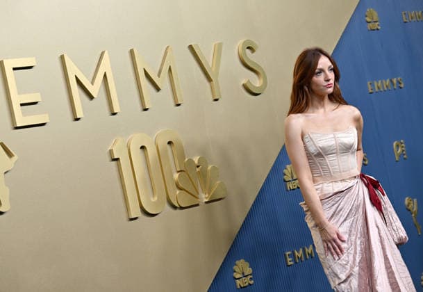Abby Elliott arrives for the 78th annual Primetime Emmy Awards at the Peacock Theater in Los Angeles on Monday, September 14, 2026.  LAP20260914683 CHRISxCHEW