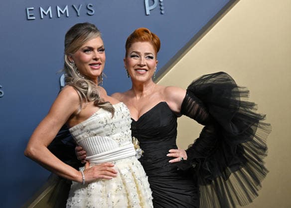 Elaine Hendrix and Lisa Ann Walter arrive for the 78th annual Primetime Emmy Awards at the Peacock Theater in Los Angeles on Monday, September 14, 2026.  LAP20260914732 CHRISxCHEW