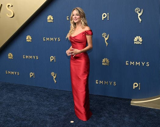 Hassie Harrison arrives for the 78th annual Primetime Emmy Awards at the Peacock Theater in Los Angeles on Monday, September 14, 2026.  LAP20260914842 JohnxMcCoy