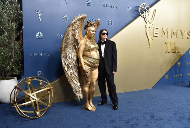 Megan Stalter and Maddie Allen arrive for the 78th annual Primetime Emmy Awards at the Peacock Theater in Los Angeles on Monday, September 14, 2026.  LAP20260914751 CHRISxCHEW