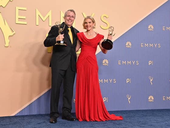 78th Primetime Emmy Awards - Press Room Vince Gilligan and Rhea Seehorn in the press room at the 78th Primetime Emmy Awards held at the Peacock Theater on September 14, 2026 in Los Angeles, California. Los Angeles Peacock Theater California USA Copyright: xTammiexArroyo AFF-USA.comx