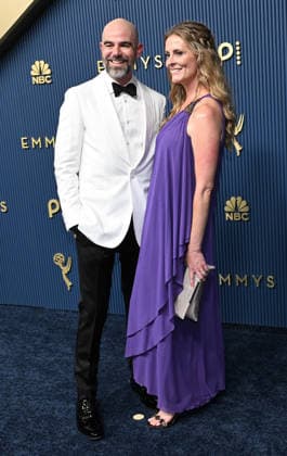 Kip Kroeger and his wife Tara arrive for the 78th annual Primetime Emmy Awards at the Peacock Theater in Los Angeles on Monday, September 14, 2026.  LAP20260914851 JohnxMcCoy