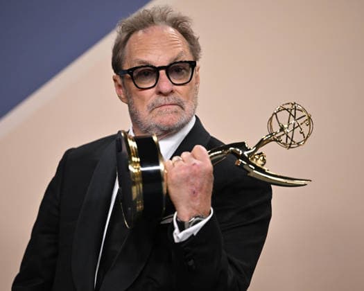 Stephen Root holds the Emmy for Outstanding Supporting Actor in a Comedy Series for Widow s Bay, backstage during the 78th annual Primetime Emmy Awards at the Peacock Theater in Los Angeles on Monday, September 14, 2026.  LAP20260914238 CHRISxCHEW
