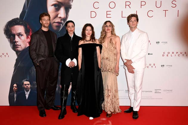 Alexander Fehling, Haley Louise Jones, Hannah Herzsprung, Lena Stahl, and Damian Hardung at the premiere of the movie *Corpus Delicti* at the Delphi Filmpalast in Berlin, September 14, 2026 Foto:xN.xKubelkax xFuturexImagex corpus_6951