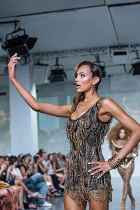 September 14, 2026, Bronx, New York, USA: Emira D Spain walks runway for The Blonds 20th Anniversary by David and Phillipe Blond presented by Motorola Razr Spring Summer 27 fashion show during SS27 FW at Lavan in New York, NY on September 15, 2026. Bronx USA  - ZUMAr339 20260914_znp_r339_021 Copyright: xLevxRadinx