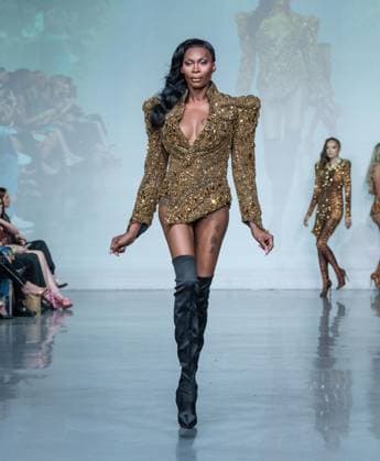 September 14, 2026, Bronx, New York, USA: Dominique Jackson walks runway for The Blonds 20th Anniversary by David and Phillipe Blond presented by Motorola Razr Spring Summer 27 fashion show during SS27 FW at Lavan in New York, NY on September 15, 2026. Bronx USA  - ZUMAr339 20260914_znp_r339_024 Copyright: xLevxRadinx