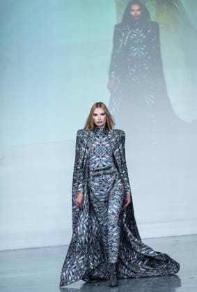 September 14, 2026, Bronx, New York, USA: A model walks runway for The Blonds 20th Anniversary by David and Phillipe Blond presented by Motorola Razr Spring Summer 27 fashion show during SS27 FW at Lavan in New York, NY on September 15, 2026. Bronx USA  - ZUMAr339 20260914_znp_r339_043 Copyright: xLevxRadinx