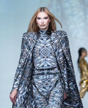 September 14, 2026, Bronx, New York, USA: A model walks runway for The Blonds 20th Anniversary by David and Phillipe Blond presented by Motorola Razr Spring Summer 27 fashion show during SS27 FW at Lavan in New York, NY on September 15, 2026. Bronx USA  - ZUMAr339 20260914_znp_r339_044 Copyright: xLevxRadinx