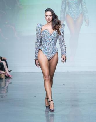 September 14, 2026, Bronx, New York, USA: A model walks runway for The Blonds 20th Anniversary by David and Phillipe Blond presented by Motorola Razr Spring Summer 27 fashion show during SS27 FW at Lavan in New York, NY on September 15, 2026. Bronx USA  - ZUMAr339 20260914_znp_r339_083 Copyright: xLevxRadinx