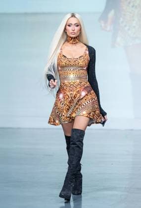 September 14, 2026, Bronx, New York, USA: Paris Hilton walks runway during rehearsal for The Blonds 20th Anniversary by David and Phillipe Blond presented by Motorola Razr Spring Summer 27 fashion show during SS27 FW at Lavan in New York, NY on September 15, 2026. Bronx USA  - ZUMAr339 20260914_znp_r339_162 Copyright: xLevxRadinx