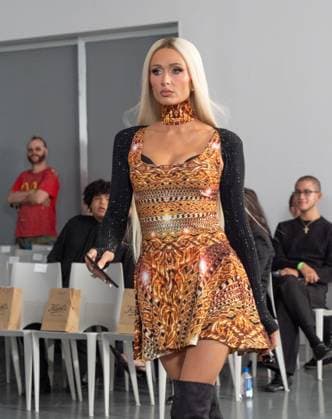 September 14, 2026, Bronx, New York, USA: Paris Hilton walks runway during rehearsal for The Blonds 20th Anniversary by David and Phillipe Blond presented by Motorola Razr Spring Summer 27 fashion show during SS27 FW at Lavan in New York, NY on September 15, 2026. Bronx USA  - ZUMAr339 20260914_znp_r339_129 Copyright: xLevxRadinx
