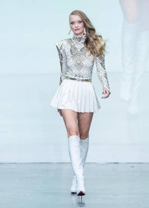 September 14, 2026, Bronx, New York, USA: A model walks runway for The Blonds 20th Anniversary by David and Phillipe Blond presented by Motorola Razr Spring Summer 27 fashion show during SS27 FW at Lavan in New York, NY on September 15, 2026. Bronx USA  - ZUMAr339 20260914_znp_r339_195 Copyright: xLevxRadinx