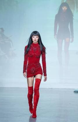 September 14, 2026, Bronx, New York, USA: A model walks runway for The Blonds 20th Anniversary by David and Phillipe Blond presented by Motorola Razr Spring Summer 27 fashion show during SS27 FW at Lavan in New York, NY on September 15, 2026. Bronx USA  - ZUMAr339 20260914_znp_r339_202 Copyright: xLevxRadinx