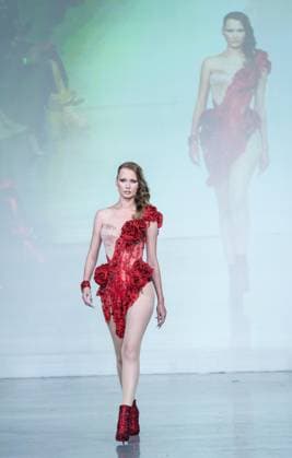 September 14, 2026, Bronx, New York, USA: A model walks runway for The Blonds 20th Anniversary by David and Phillipe Blond presented by Motorola Razr Spring Summer 27 fashion show during SS27 FW at Lavan in New York, NY on September 15, 2026. Bronx USA  - ZUMAr339 20260914_znp_r339_207 Copyright: xLevxRadinx