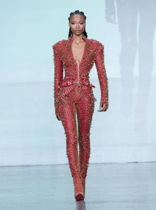 September 14, 2026, Bronx, New York, USA: A model walks runway for The Blonds 20th Anniversary by David and Phillipe Blond presented by Motorola Razr Spring Summer 27 fashion show during SS27 FW at Lavan in New York, NY on September 15, 2026. Bronx USA  - ZUMAr339 20260914_znp_r339_209 Copyright: xLevxRadinx