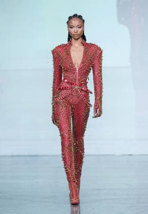 September 14, 2026, Bronx, New York, USA: A model walks runway for The Blonds 20th Anniversary by David and Phillipe Blond presented by Motorola Razr Spring Summer 27 fashion show during SS27 FW at Lavan in New York, NY on September 15, 2026. Bronx USA  - ZUMAr339 20260914_znp_r339_210 Copyright: xLevxRadinx