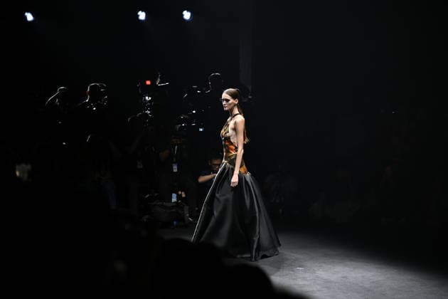 BEIJING, CHINA - SEPTEMBER 14: Models display fashion designs by Daniel IJ Uys and Claudine Uys during the SS2027 Beijing Fashion Week on September 14, 2026 in Beijing, China. The collection, themed Nocturnal Monarch Butterfly, draws inspiration from butterflies dancing in a garden after nightfall.  Copyright: xChinaxNewsxServicex 111666774101
