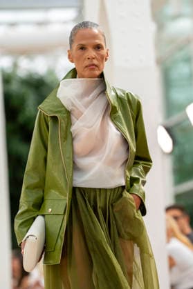 Models present creations from Simorra s FOLD IN collection for spring-summer 2027 during Mercedes-Benz Fashion Week Madrid. The Barcelona-based label, founded in 1978 by Javier Simorra, explores shapes, curves and the fold as a central element in this collection, with garments that adapt to the body and celebrate a beauty that resists rigidity. September 14,2026. (202609141411)