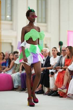 A model wears at collection runway a creation from Agatha Ruiz de la Prada during Pasarela Cibeles Mercedes-Benz Fashion Week Madrid 2026 in Madrid, on Tuesday , 15 September 2026. Cordon Press 