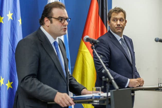 Lars Klingbeil (SPD), Federal Minister of Finance, during a press statement with Eurogroup President Kyriakos Pierrakakis Lars Klingbeil (SPD), Federal Minister of Finance, during a press conference with Eurogroup President Kyriakos Pierrakakis at the Ministry of Finance on September 15, 2026, in Berlin, Berlin, Berlin, Germany, Ministry of Finance
