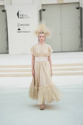 A model wears at collection runway a creation from HannibalLaguna during Pasarela Cibeles Mercedes-Benz Fashion Week Madrid 2026 in Madrid, onTuesday ,15 September 2026. Cordon Press 