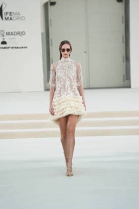 A model wears at collection runway a creation from HannibalLaguna during Pasarela Cibeles Mercedes-Benz Fashion Week Madrid 2026 in Madrid, onTuesday ,15 September 2026. Cordon Press 