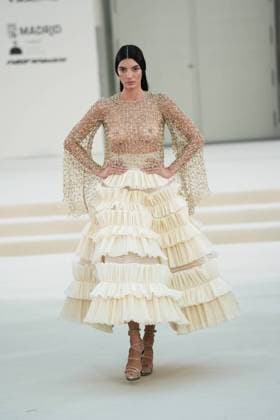 A model wears at collection runway a creation from HannibalLaguna during Pasarela Cibeles Mercedes-Benz Fashion Week Madrid 2026 in Madrid, onTuesday ,15 September 2026. Cordon Press 