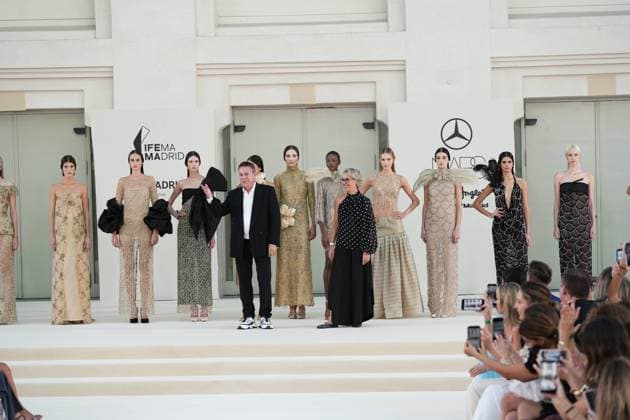 A model wears at collection runway a creation from HannibalLaguna during Pasarela Cibeles Mercedes-Benz Fashion Week Madrid 2026 in Madrid, onTuesday ,15 September 2026. Cordon Press 