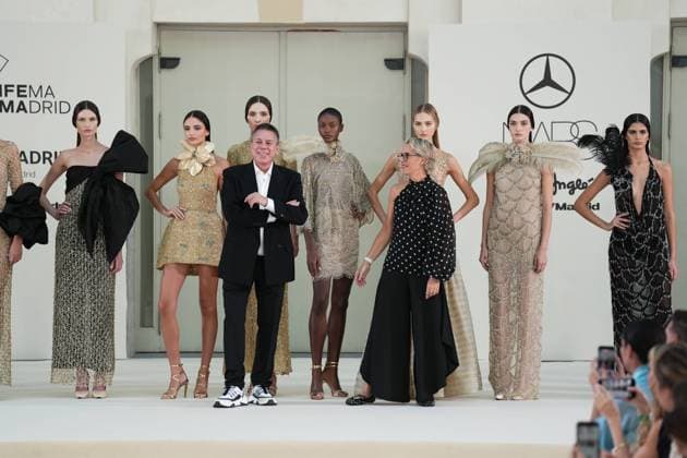 A model wears at collection runway a creation from HannibalLaguna during Pasarela Cibeles Mercedes-Benz Fashion Week Madrid 2026 in Madrid, onTuesday ,15 September 2026. Cordon Press 